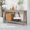 Aghana Digitals Gray Farmhouse Console Table with 2-Tier Slatted Storage Shelf, Rustic Sofa Table - 3 of 4
