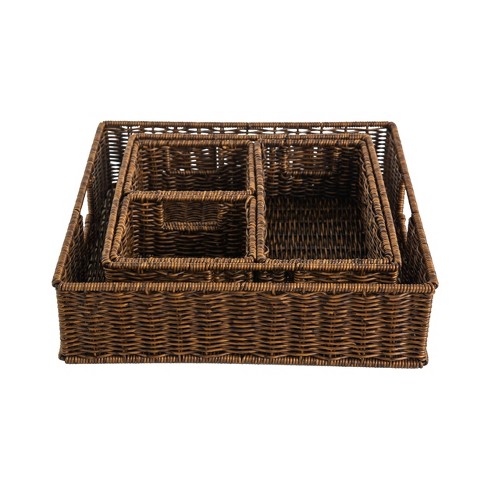 Juvale Wicker Basket, Decorative Storage Baskets (Brown, 5 Piece Set)