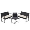 Vynxaria 4-Piece Outdoor PE Wicker Furniture Set with Cushions & Ice Bucket - 4 of 4
