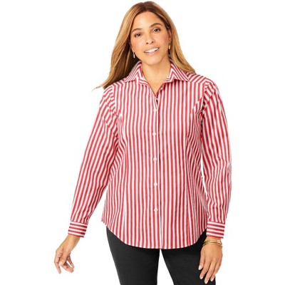 Jessica London Women's Plus Size Wrinkle-Free Stretch Poplin Shirt