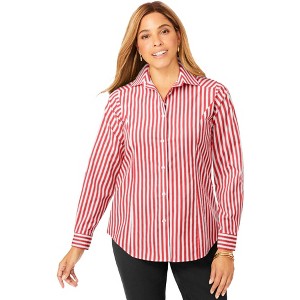 Jessica London Women's Plus Size Wrinkle-Free Stretch Poplin Shirt - 1 of 4