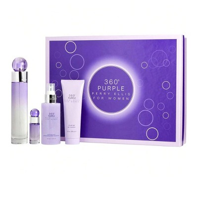 360 Purple by Perry Ellis for Women - 4 Pc Gift Set 3.4oz EDP Spray, 0.25oz EDP Spray, 4oz Body Mist, 3oz Shower Gel