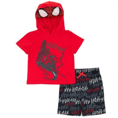 Marvel Spider-Man Cosplay T-Shirt and Mesh Shorts Outfit Set Toddler to Big Kid
