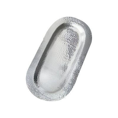 HomeRoots 24" Silver Hammered Stainless Steel Oval Serving Tray