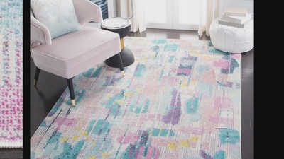 Lillian Pink and Turquoise Floral Square Area Rug