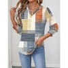 Women's 2025 Fashion 3/4 Sleeve Blouse Floral V-Neck Ruffled Top Business Casual Summer Lightweight Tee Shirt - 2 of 4