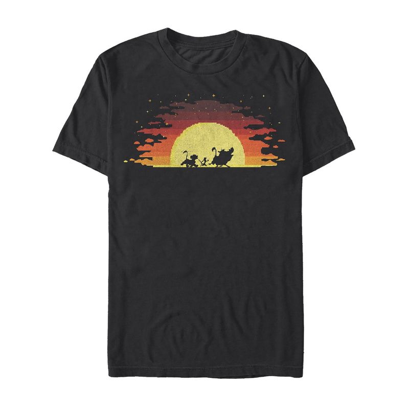 Men's Lion King Pixel Sunset Trio T-Shirt, 1 of 5