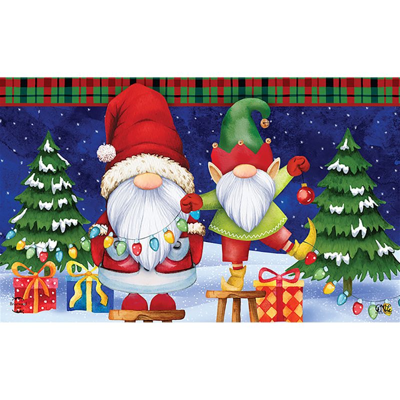 Christmas Gnomes Doormat Holiday Humor Elf Presents 30" x 18" Briarwood Lane, 1 of 5