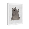 13" x 19" Hello Bear Animals Framed Wall Art Gray - Olivia's Easel: Modern Style, White Frame, Vertical Layout - 2 of 4