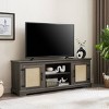 VYNXARIA Gray Farmhouse Rattan TV Stand Console Table for TVs up to 70 Inches with Storage Shelves - 2 of 4