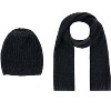 CTM Men's Ribbed Knit Mixed Wool Beanie and Scarf Set - 4 of 4