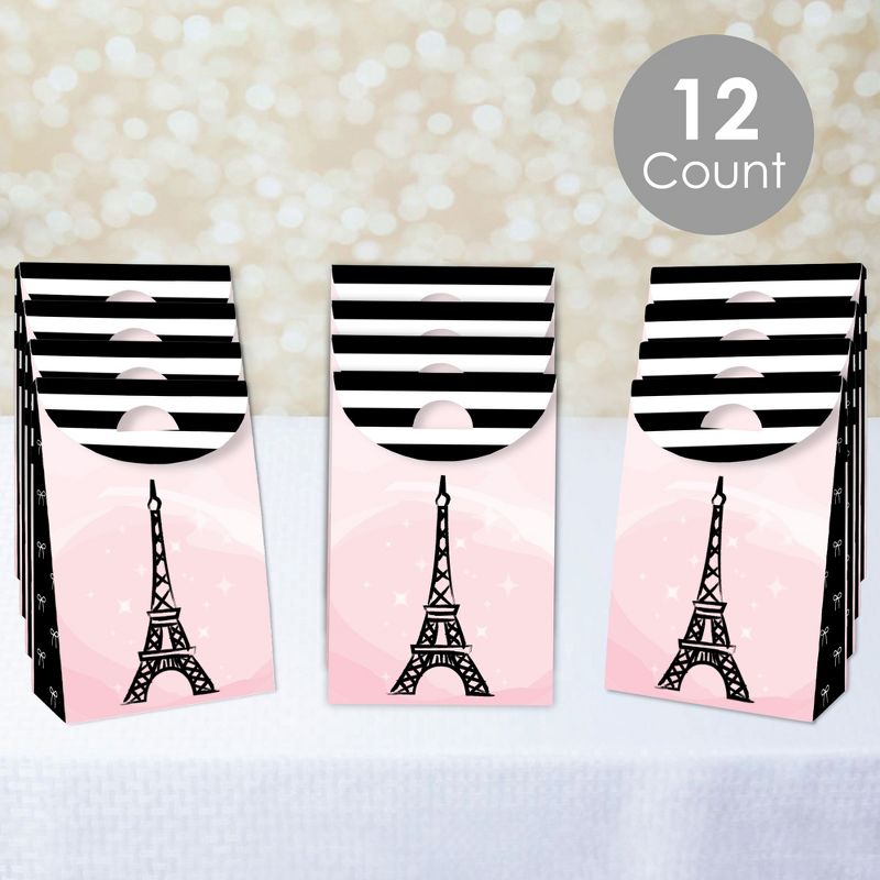 Big Dot of Happiness Paris, Ooh La La - Paris Themed Baby Shower or Birthday Gift Favor Bags - Party Goodie Boxes - Set of 12, 2 of 9
