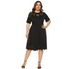 Women's Plus Size Summer Dress Short Sleeve Casual Empire Waist Hollow Neck Design - 3 of 4