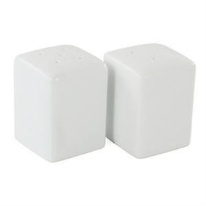Gibson Our Table Simply White Porcelain 2.25 Inch Square Salt and Pepper Shakers - 1 of 3