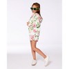 Deux par Deux Girl Printed French Terry Hoodie Cardigan Pink Flowers on White Background - 3 of 4