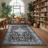 Vintage Floral Print Area Rug - Washable Non-Slip Ultra-Thin Carpet, Stain Resistant Non-Shedding Throw for Living Room Bedroom Office Playroom - 3 of 4
