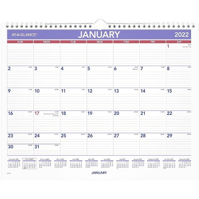 AT-A-GLANCE 2022 12" x 15" Wall Calendar Medium White/Purple/Red PM8-28-22