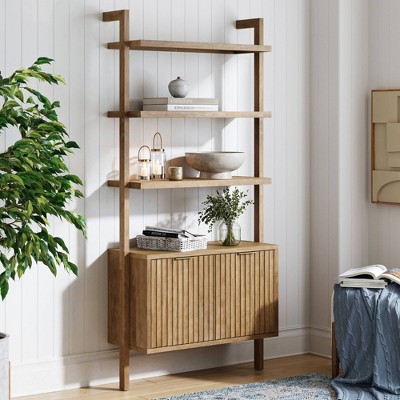 Nathan James 71.9" Jasper Wood Fluted Bookshelf