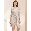Allegra K Women's Smocked Shirred 3/4 Sleeve Asymmetrical Hem Pleated Chiffon Floral Dress - 4 of 4