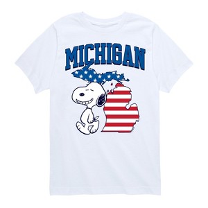 Boys' - Peanuts - Snoopy Michigan USA Flag Short Sleeve Graphic T-Shirt - 1 of 4