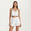 Anna-Kaci Lounge Women's Ribbed Knit Crop Top and Shorts Set with Adjustable Tie Front and Side Slit Hem Shorts - 2 of 4