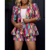 Coolmee Women Casual Floral Graphic Colorful Suit Collar Long Sleeve Blazer Work Suit Jackets With Pockets - 2 of 4