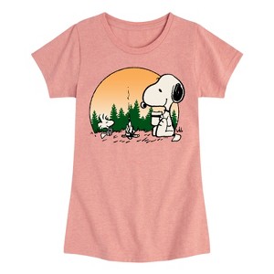 Girls' - Peanuts - Campfire Mugs Fitted Short Sleeve Graphic T-Shirt - 1 of 4