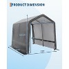 7x12FT Carport with 2 Roll-Up Doors & Vents, 240G Heavy-Duty Waterproof PE Tarp, UV-Resistant Storage Sheds for Motorcycle, Firewood & Tools - 2 of 4