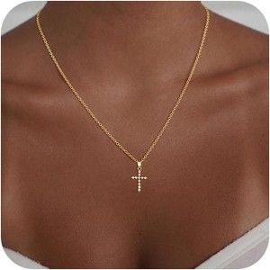Dainty Cross Pendant with Pearls Layered Faith Necklace for Women - 1 of 4