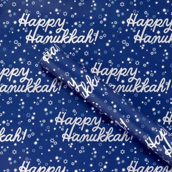 25 sq ft Happy Hanukkah Star & Dot Print Gift Wrap - Spritz™
