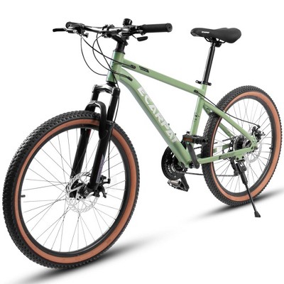RISOKEYS Mountain Bike 24 Inch Wheels, 21-Speed Trail City Mountain Bike,High Carbon steel Frame Disc Brakes Thumb Shifter Front Fork Bicycles,