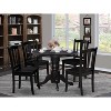 HomeStock 5-Piece Black Finish Solid Wood Top Dining table with 4 Chairs - 2 of 4
