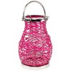 Northlight Woven Iron Pillar Candle Lantern with Glass Hurricane - 13.5" - Fuchsia Pink - 4 of 4