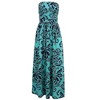 Women Strapless Floral Print Bohemian Boho Maxi Dress Casual Off Shoulder Beach Party Dress with Pockets - 2 of 4