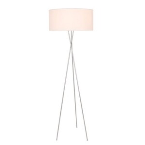 Elegant Lighting Cason 1 light Silver and White shade Floor lamp - 1 of 4