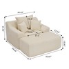 Oversized Corduroy Armchair Chaise Lounge with Ottoman and Pillows for Living Room and Bedroom - 3 of 4