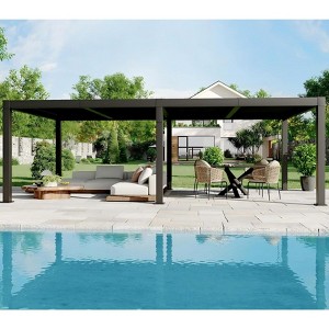 Gray 12'x24' Louvered Pergola - All-Aluminum Adjustable Roof with Drainage System for Deck, Patio & Backyard (1-Pack) - 1 of 4