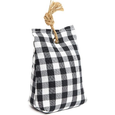 Door Stop Bag Black Checkered Plaid Heavy Duty Door Stopper Interior Weighted Floor 2 lbs (5"x3"x7")