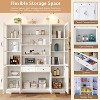 AMERLIFE 79" Tall Modern Storage Cabinet with Glass Doors & LED Lights for Living Room, White - 3 of 4