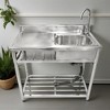 Fortune Candy 39.3" Stainless Steel Kitchen Sink with Faucet - Free Standing Single Bowl Commercial Sink Set, Strainer & Shelf for Indoor/Outdoor - 2 of 4