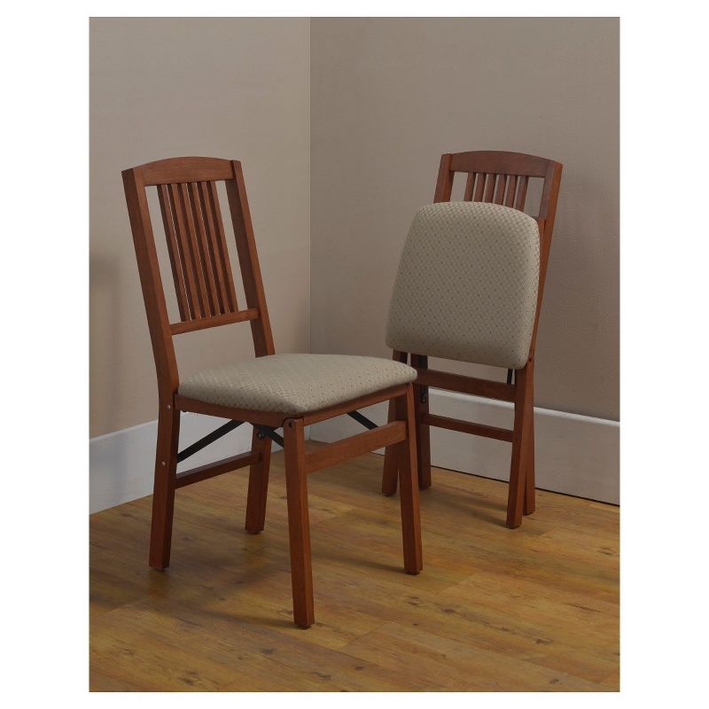 2pc Mission Back Folding Chairs Cherry - Stakmore, 4 of 6