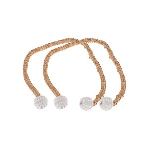 Unique Bargains Magnetic Buckle Medium Faux Pearl Curtain Strap Polyester Rare Earth Magnet 2 Pcs - 1 of 4