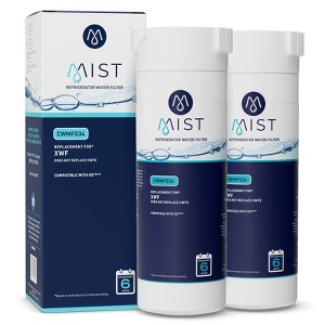Mist GE XWF Compatible with GE XWF, WR17X30702, GBE21, GDE21, GDE25 Refrigerator Water Filter (2pk): XWFE Filter, Carbon, White - 1 of 4