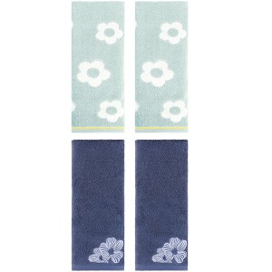 REGALWOVEN 4 Pcs Cute Floral Pattern Cotton Bathroom Soft Absorbent Hand Towel - 1 of 4
