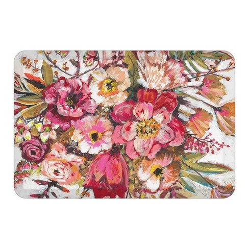 Pink and Cream Floral Kitchen Dish Drying Mat