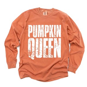 Simply Sage Market Pumpkin Queen Distressed Garment Dyed Long Sleeve - 1 of 4