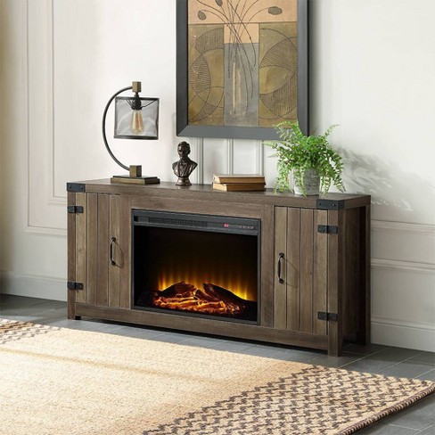 54 Tobias Fireplace Rustic Oak Finish - Acme Furniture : Target