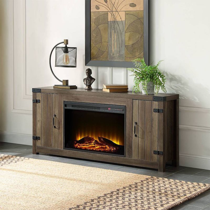 54&#34; Tobias Fireplace Rustic Oak Finish - Acme Furniture, 1 of 7