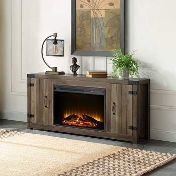 54" Tobias Fireplace Rustic Oak Finish - Acme Furniture