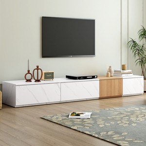 78.7'' Modular Entertainment Center TV Stand with Faux Marble Top and 4 Storage Drawers for 88'' TV in Living Room-Baofuwish - 1 of 4